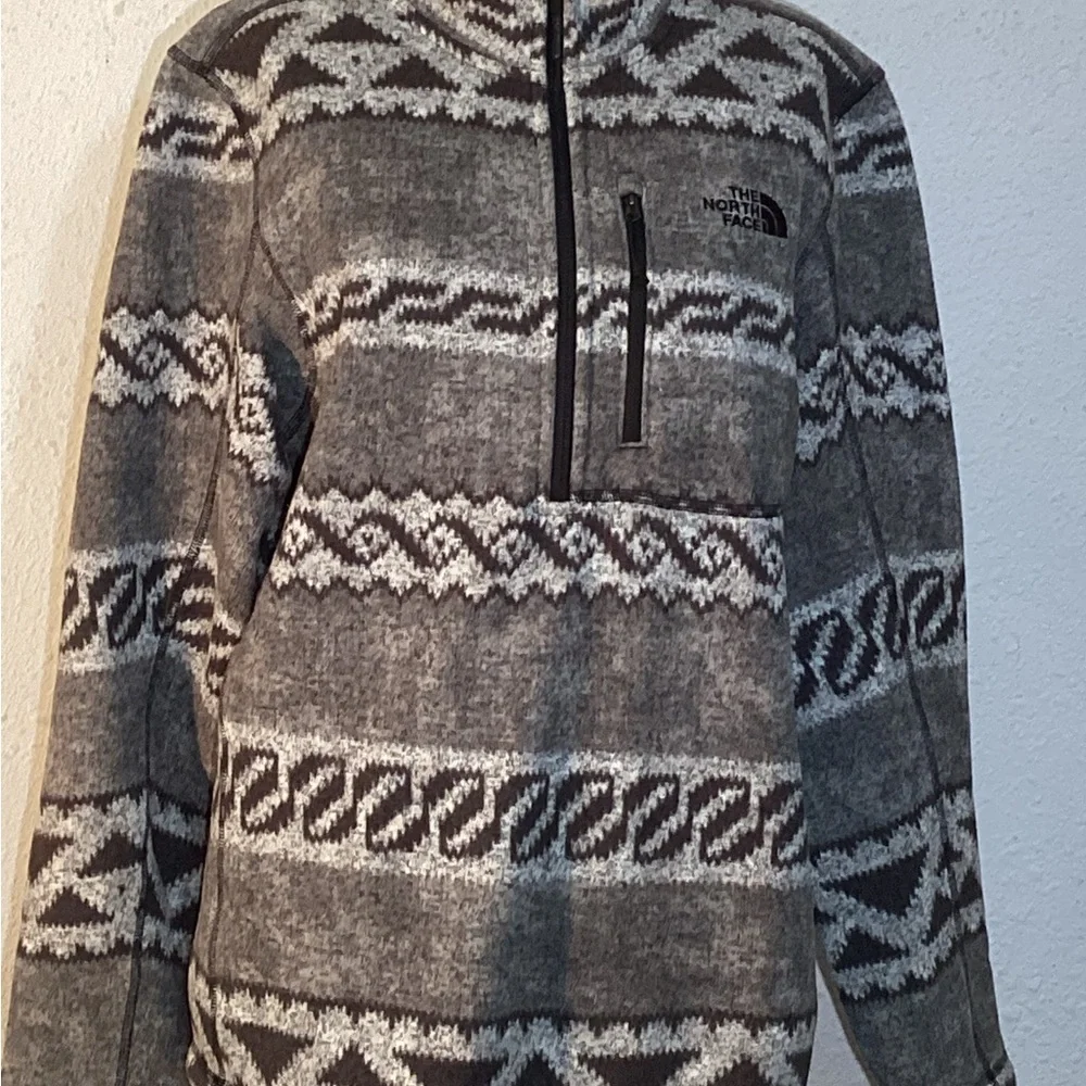 The North Face Aztec Men's Sweater 1/4 Zip Gray Fleece Southwest Jacket Medium
